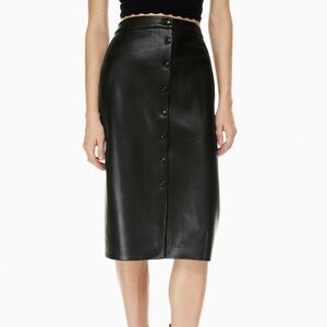 NWT Aritzia Manor Black Faux Leather Pencil Skirt Size 8